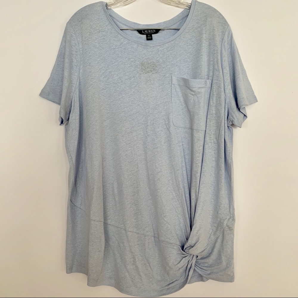 Ralph Lauren Knotted Waist Blue Tee 2X NWT